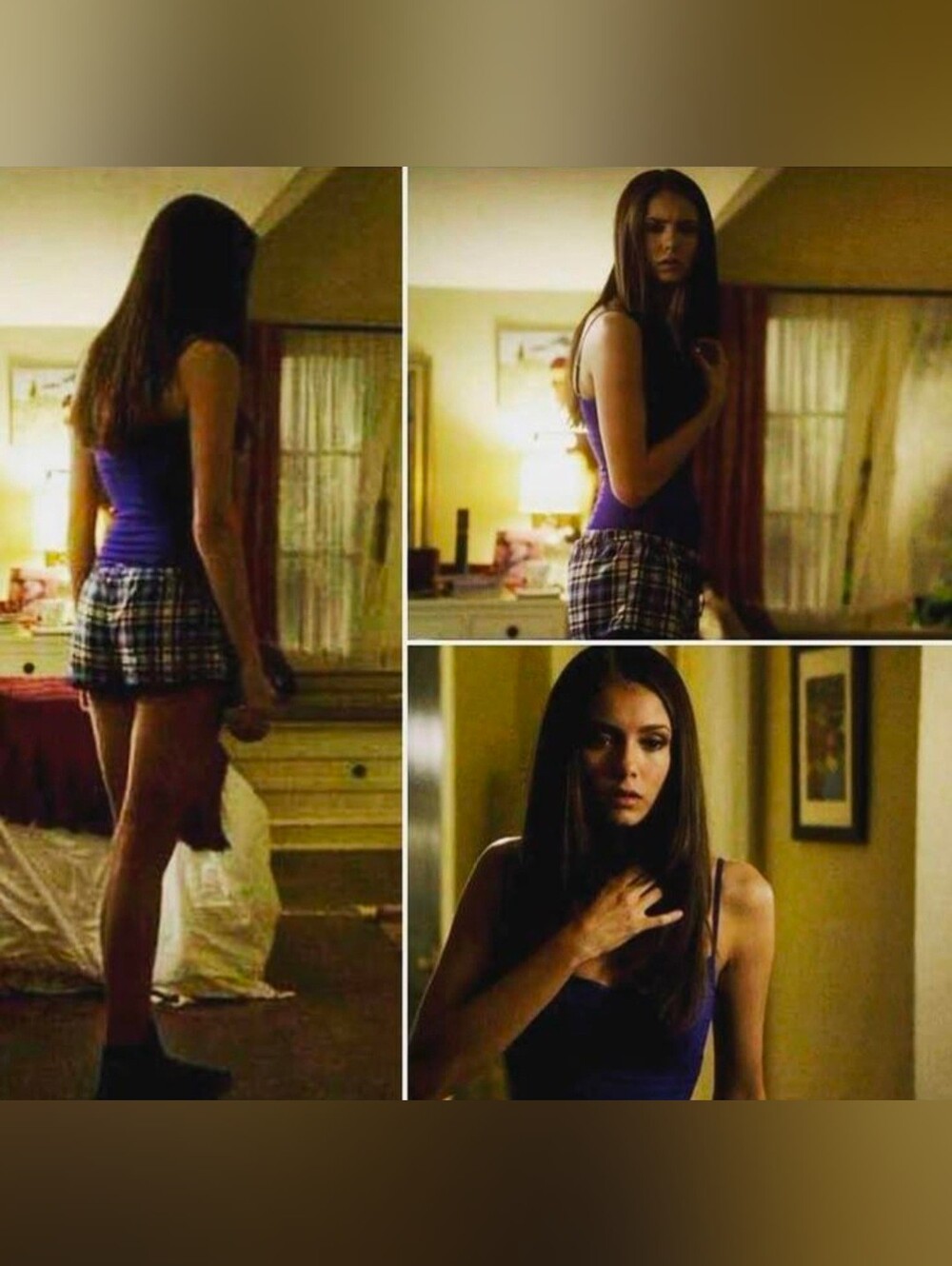 ASO Elena Gilbert TVD S3E1 Jenni Purple Lace Mesh Cami Y2K Size M